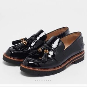 Stuart Weitzman Black Patent Tassel Loafers